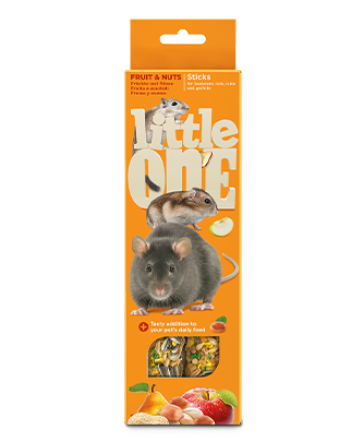 Little One Sticks لـ hamsters, rats, mice و gerbils مع fruit و nuts (2 x 60 g — ART. 32240)
