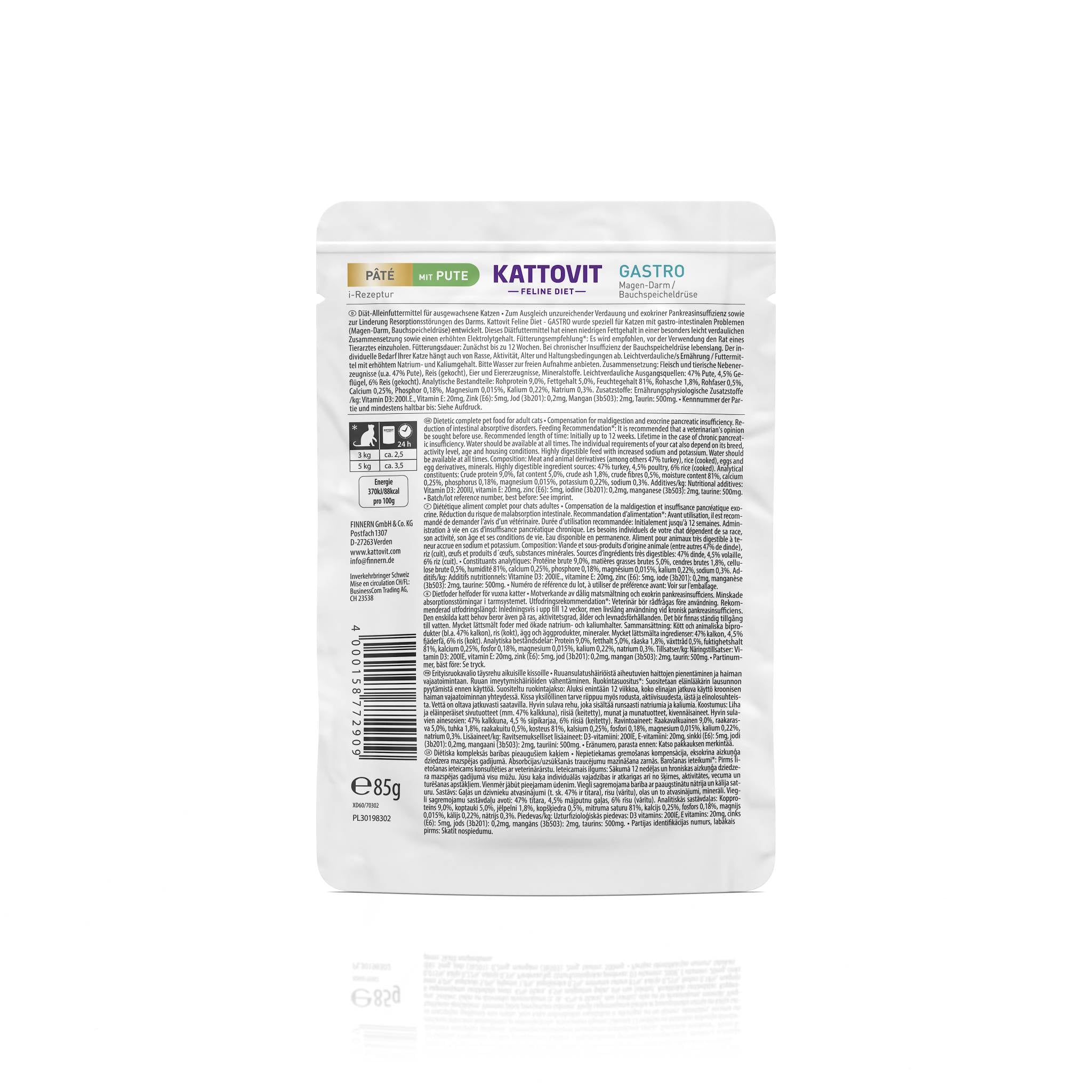 nassfutter pate pute frischebeutel 10 x 85g gastro