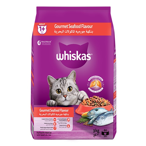 whiskas dry 1 plus years gourmet seafood flavour