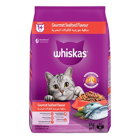 whiskas dry 1 plus years gourmet seafood flavour