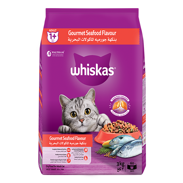 whiskas dry 1 plus years gourmet seafood flavour