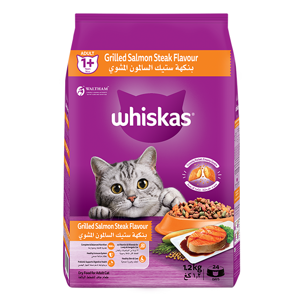 whiskas dry 1 plus years grilled salmon steak flavour