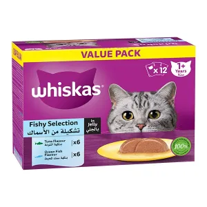 whiskas 1 plus years fishy selection in jelly multipack