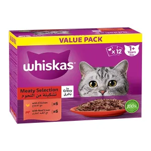 whiskas 1 plus years meaty selection in gravy multipack