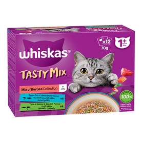 whiskas tasty mix 1 plus years mix of the sea collection in jelly multipack
