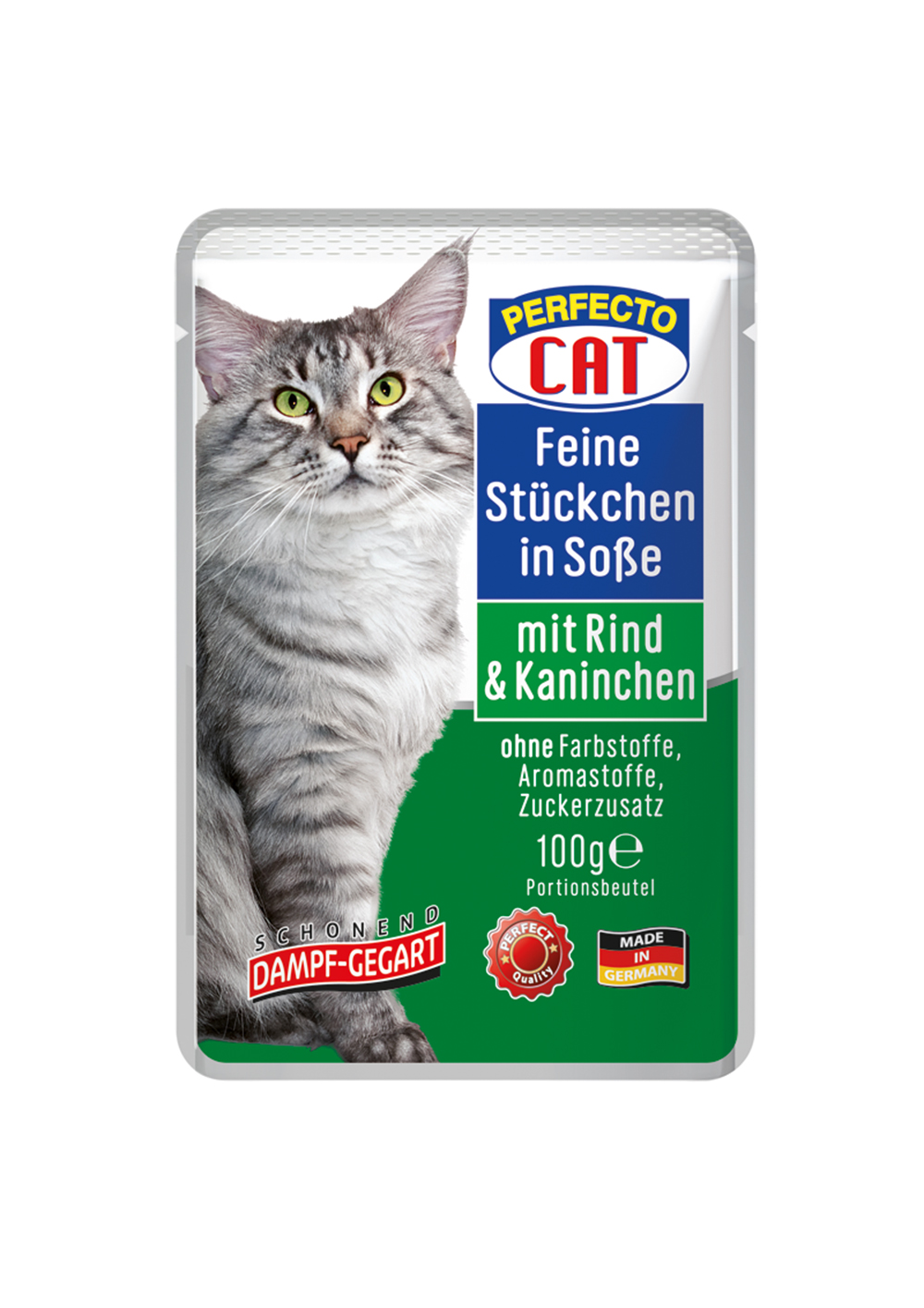 Perfecto Cat Fine pieces in sauce with beef & rabbit 100g